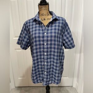 UNTUCKit Navy and White Plaid Men's Shirt Sz L/Slim Fit